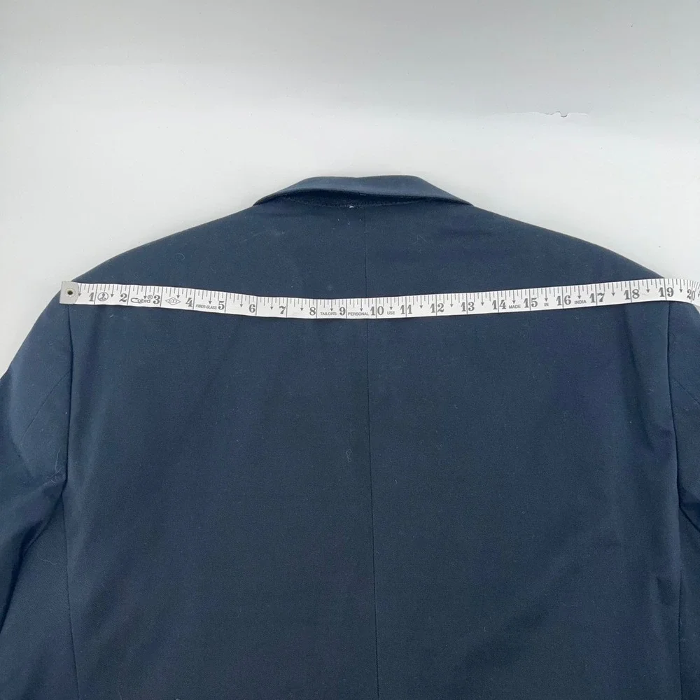 Paul Fredrick‎ Blazer Mens 40S Navy Blue Cotton Suede Elbow Patches Academia